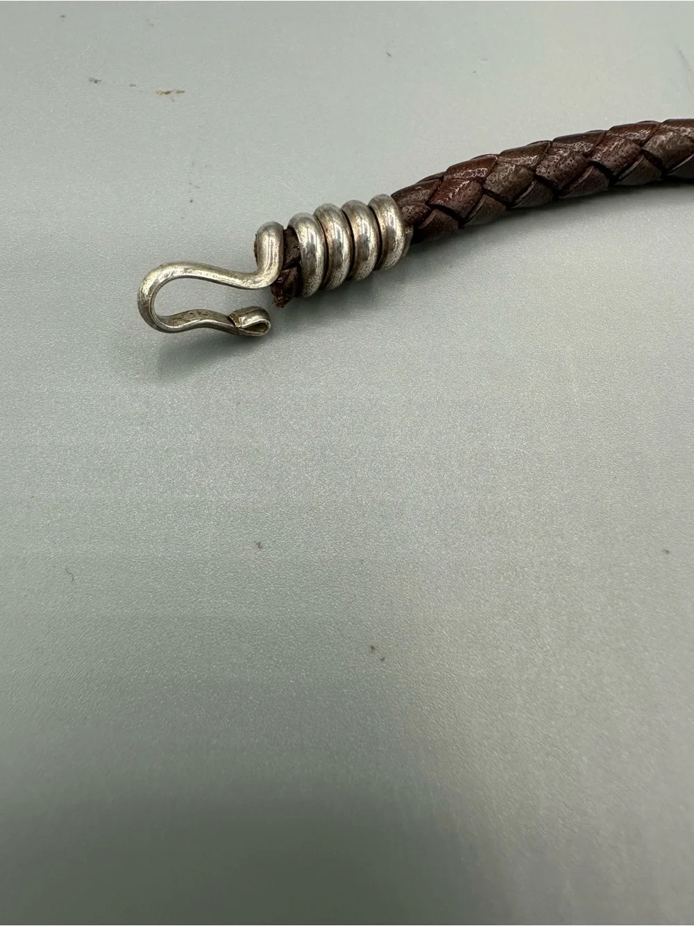 Braided Brown Leather Hook Clasp Bracelet - Unisex Boho Minimalist